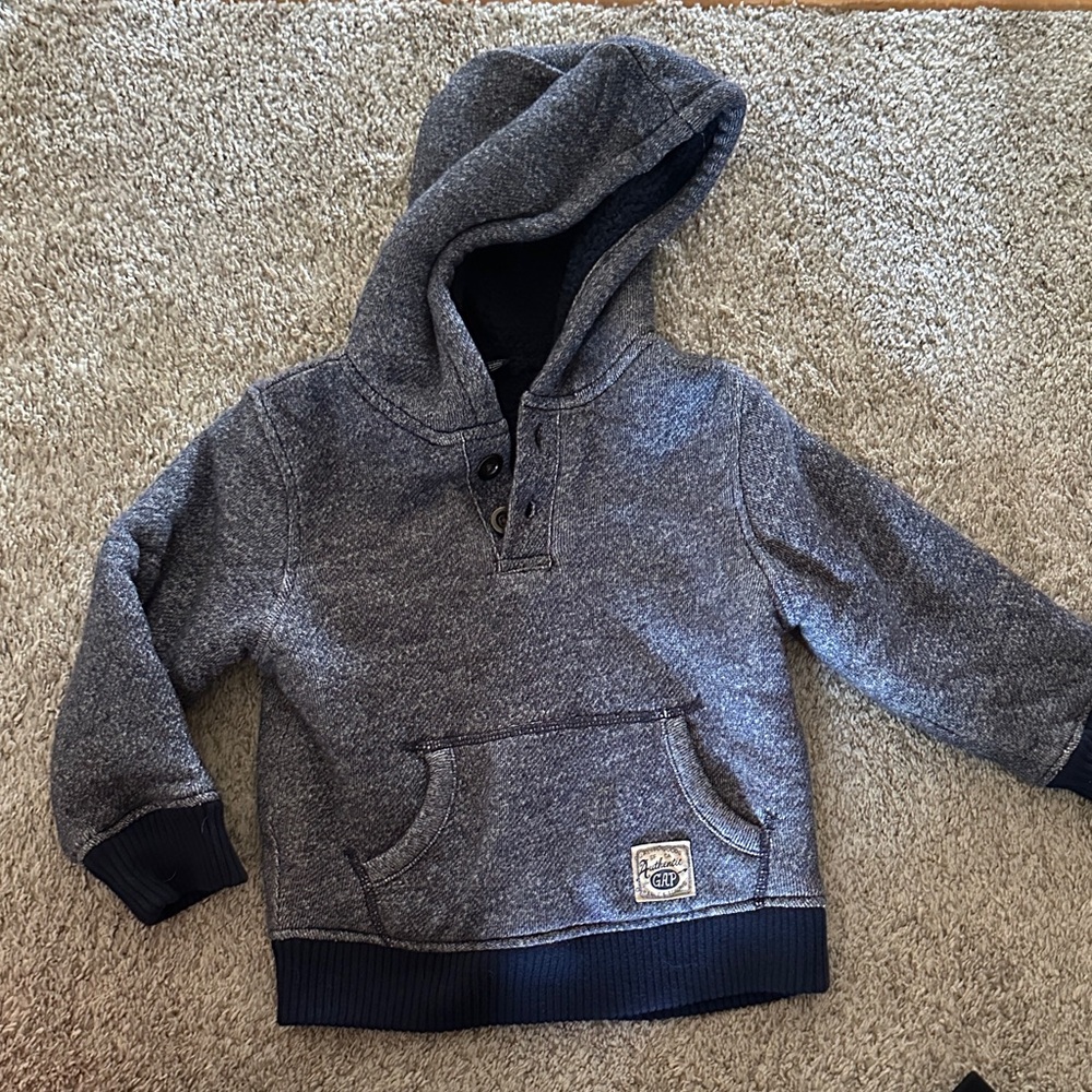 GAP Blue & Charcoal Fleece Lined Kids Hoodie